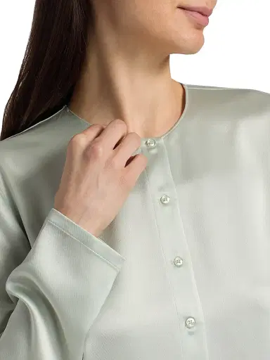 LESET Women's Barb Satin Crewneck Cardigan | Thumbnail 6 LESET Women's Barb Satin Crewneck Cardigan | Thumbnail 6