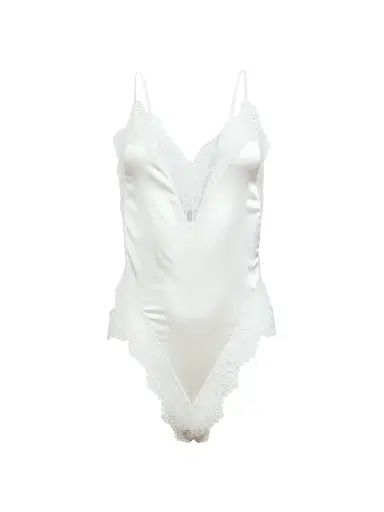 Fleur du Mal Women's Lace-Trim Stretch-Silk Teddy | Thumbnail 1 Fleur du Mal Women's Lace-Trim Stretch-Silk Teddy | Thumbnail 1
