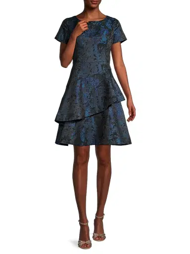 Shani Women's Jacquard Tiered Fit & Flare Dress | Thumbnail 2 Shani Women's Jacquard Tiered Fit & Flare Dress | Thumbnail 2