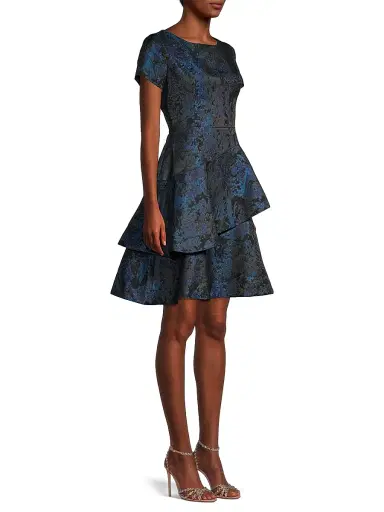 Shani Women's Jacquard Tiered Fit & Flare Dress | Thumbnail 4 Shani Women's Jacquard Tiered Fit & Flare Dress | Thumbnail 4
