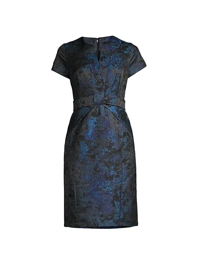 Women's Jacquard Sheath Dress - Blue Women's Jacquard Sheath Dress - Blue