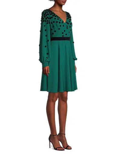 Shani Women's Flocked Velvet Surplice Dress | Thumbnail 4 Shani Women's Flocked Velvet Surplice Dress | Thumbnail 4