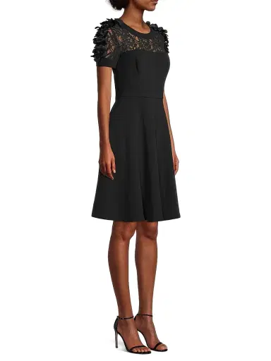 Shani Women's Floral Applique Fit-&-Flare Crepe Dress - Black - Size 12 | Thumbnail 4 Shani Women's Floral Applique Fit-&-Flare Crepe Dress - Black - Size 12 | Thumbnail 4