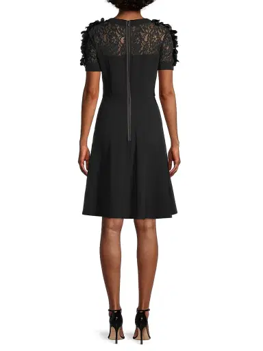 Shani Women's Floral Applique Fit-&-Flare Crepe Dress - Black - Size 12 | Thumbnail 5 Shani Women's Floral Applique Fit-&-Flare Crepe Dress - Black - Size 12 | Thumbnail 5