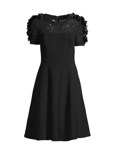 Shani Women's Floral Applique Fit-&-Flare Crepe Dress - Black - Size 12 | Thumbnail 1 Shani Women's Floral Applique Fit-&-Flare Crepe Dress - Black - Size 12 | Thumbnail 1
