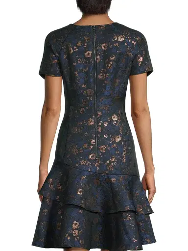 Shani Women's Floral Jacquard Tiered Minidress - Blue - Size 16 | Thumbnail 5 Shani Women's Floral Jacquard Tiered Minidress - Blue - Size 16 | Thumbnail 5