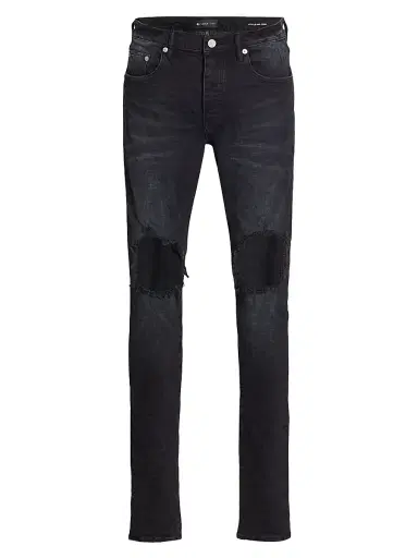 Purple Brand Men's P002 Blowout Knees Distressed Slim-Straight Jeans - Black Blowout - Size 40 | Thumbnail 1 Purple Brand Men's P002 Blowout Knees Distressed Slim-Straight Jeans - Black Blowout - Size 40 | Thumbnail 1