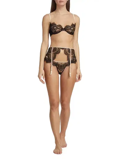 Kiki de Montparnasse Women's Art Deco Eyelash-Lace Garter - Black | Thumbnail 2 Kiki de Montparnasse Women's Art Deco Eyelash-Lace Garter - Black | Thumbnail 2