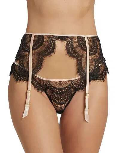 Kiki de Montparnasse Women's Art Deco Eyelash-Lace Garter - Black | Thumbnail 3 Kiki de Montparnasse Women's Art Deco Eyelash-Lace Garter - Black | Thumbnail 3