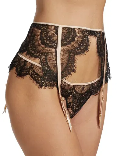 Kiki de Montparnasse Women's Art Deco Eyelash-Lace Garter - Black | Thumbnail 5 Kiki de Montparnasse Women's Art Deco Eyelash-Lace Garter - Black | Thumbnail 5