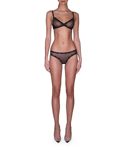Fleur du Mal Women's Sheer Tulle Demi Bra - Black | Thumbnail 2 Fleur du Mal Women's Sheer Tulle Demi Bra - Black | Thumbnail 2