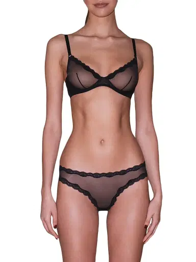 Fleur du Mal Women's Sheer Tulle Demi Bra - Black | Thumbnail 4 Fleur du Mal Women's Sheer Tulle Demi Bra - Black | Thumbnail 4