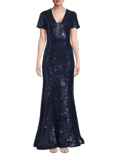 Shani Women's Sequined Fit & Flare Gown - Navy | Thumbnail 3 Shani Women's Sequined Fit & Flare Gown - Navy | Thumbnail 3