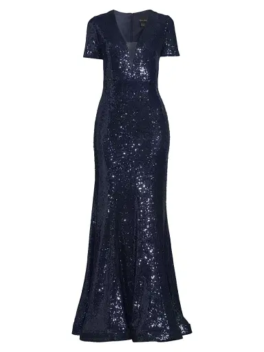 Shani Women's Sequined Fit & Flare Gown - Navy | Thumbnail 1 Shani Women's Sequined Fit & Flare Gown - Navy | Thumbnail 1