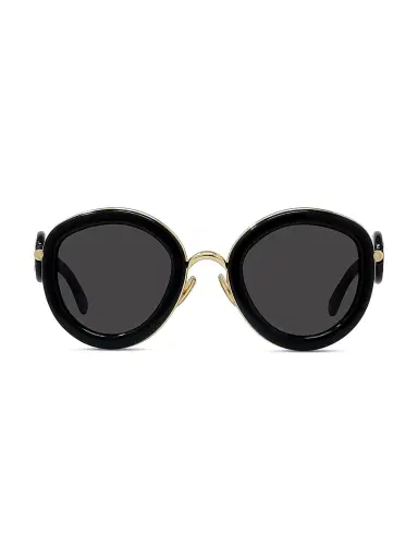LOEWE Men's Metal Round 49MM Sunglasses - Shiny Black Smoke | Thumbnail 2 LOEWE Men's Metal Round 49MM Sunglasses - Shiny Black Smoke | Thumbnail 2