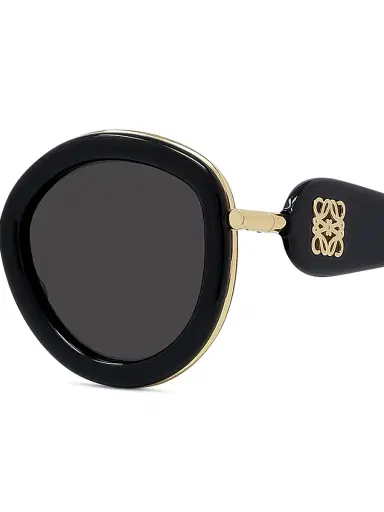 LOEWE Men's Metal Round 49MM Sunglasses - Shiny Black Smoke | Thumbnail 3 LOEWE Men's Metal Round 49MM Sunglasses - Shiny Black Smoke | Thumbnail 3