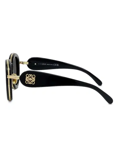 LOEWE Men's Metal Round 49MM Sunglasses - Shiny Black Smoke | Thumbnail 4 LOEWE Men's Metal Round 49MM Sunglasses - Shiny Black Smoke | Thumbnail 4