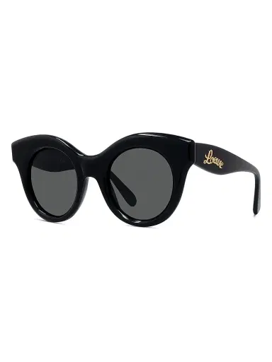 LOEWE Men's Curvy 49MM Round Sunglasses - Shiny Black Smoke | Thumbnail 2 LOEWE Men's Curvy 49MM Round Sunglasses - Shiny Black Smoke | Thumbnail 2