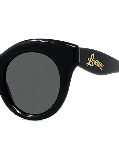LOEWE Men's Curvy 49MM Round Sunglasses - Shiny Black Smoke | Thumbnail 3 LOEWE Men's Curvy 49MM Round Sunglasses - Shiny Black Smoke | Thumbnail 3