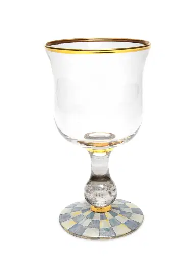 MacKenzie-Childs Sterling Check Water Glass 7'' | Thumbnail 1 MacKenzie-Childs Sterling Check Water Glass 7'' | Thumbnail 1