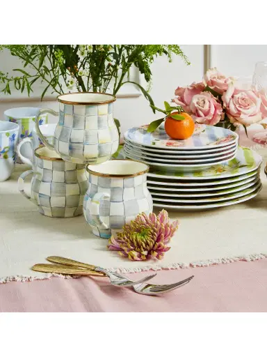 MacKenzie-Childs Sterling Check Enamel Mug | Thumbnail 1 MacKenzie-Childs Sterling Check Enamel Mug | Thumbnail 1