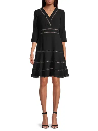 Shani Women's Lattice Trim Fit & Flare Midi-Dress - Black - Size 6 | Thumbnail 3 Shani Women's Lattice Trim Fit & Flare Midi-Dress - Black - Size 6 | Thumbnail 3