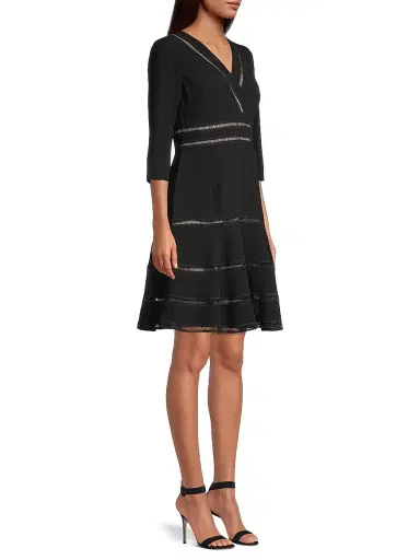 Shani Women's Lattice Trim Fit & Flare Midi-Dress - Black - Size 6 | Thumbnail 4 Shani Women's Lattice Trim Fit & Flare Midi-Dress - Black - Size 6 | Thumbnail 4