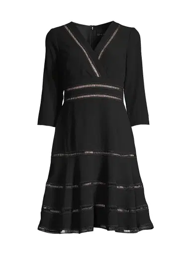 Shani Women's Lattice Trim Fit & Flare Midi-Dress - Black - Size 6 | Thumbnail 1 Shani Women's Lattice Trim Fit & Flare Midi-Dress - Black - Size 6 | Thumbnail 1