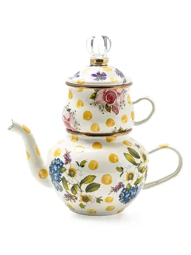 MacKenzie-Childs Wildflowers Enamel High Tea 2-Piece Teapot & Teacup Set | Thumbnail 1 MacKenzie-Childs Wildflowers Enamel High Tea 2-Piece Teapot & Teacup Set | Thumbnail 1