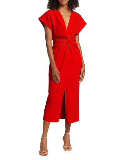 PRABAL GURUNG Women's Jackie Twist-Front Cocktail Dress - Poppy - Size 6 | Thumbnail 2 PRABAL GURUNG Women's Jackie Twist-Front Cocktail Dress - Poppy - Size 6 | Thumbnail 2
