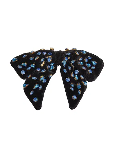 Lele Sadoughi Women's Candy Oversized Velvet & Crystal Bow Barrette - Jet | Thumbnail 1 Lele Sadoughi Women's Candy Oversized Velvet & Crystal Bow Barrette - Jet | Thumbnail 1