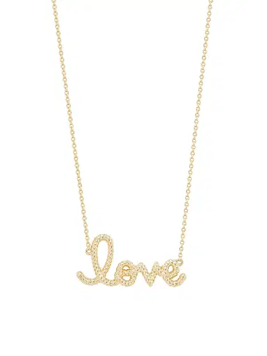 Sydney Evan Women's Love Script 14K Yellow Gold Rope Necklace - Gold | Thumbnail 1 Sydney Evan Women's Love Script 14K Yellow Gold Rope Necklace - Gold | Thumbnail 1