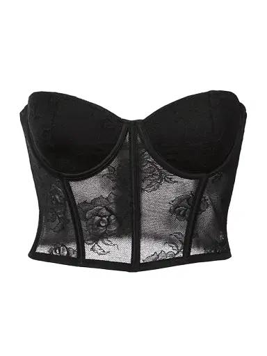 Fleur du Mal Women's Bouquet Lace Bustier Top - Black - Size 36D | Thumbnail 1 Fleur du Mal Women's Bouquet Lace Bustier Top - Black - Size 36D | Thumbnail 1
