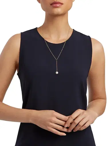 Zoë Chicco Women's 14K Yellow Gold & Freshwater 8MM Pearl Lariat Necklace - Gold | Thumbnail 2 Zoë Chicco Women's 14K Yellow Gold & Freshwater 8MM Pearl Lariat Necklace - Gold | Thumbnail 2