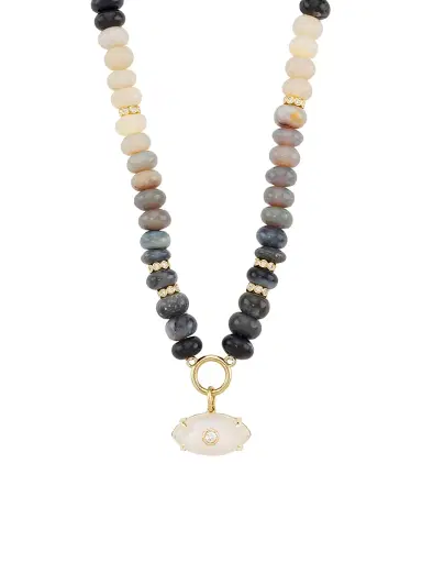 Sydney Evan Women's Carved Eye 14K Gold, Diamond & Australian Opal Beaded Necklace - Opal | Thumbnail 5 Sydney Evan Women's Carved Eye 14K Gold, Diamond & Australian Opal Beaded Necklace - Opal | Thumbnail 5