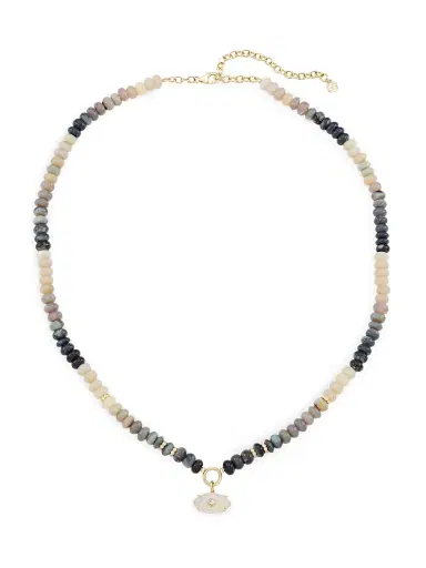 Sydney Evan Women's Carved Eye 14K Gold, Diamond & Australian Opal Beaded Necklace - Opal | Thumbnail 1 Sydney Evan Women's Carved Eye 14K Gold, Diamond & Australian Opal Beaded Necklace - Opal | Thumbnail 1