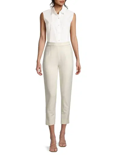 Frances Valentine Women's Lucy Slim Cropped Pants - Oyster | Thumbnail 2 Frances Valentine Women's Lucy Slim Cropped Pants - Oyster | Thumbnail 2