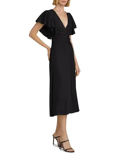PRABAL GURUNG Women's Flutter-Sleeve Ruched Midi-Dress | Thumbnail 4 PRABAL GURUNG Women's Flutter-Sleeve Ruched Midi-Dress | Thumbnail 4