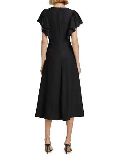 PRABAL GURUNG Women's Flutter-Sleeve Ruched Midi-Dress | Thumbnail 5 PRABAL GURUNG Women's Flutter-Sleeve Ruched Midi-Dress | Thumbnail 5