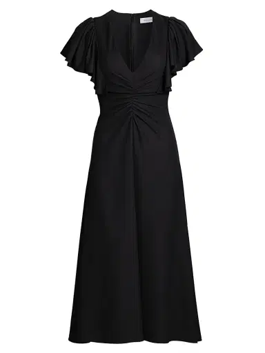 PRABAL GURUNG Women's Flutter-Sleeve Ruched Midi-Dress | Thumbnail 1 PRABAL GURUNG Women's Flutter-Sleeve Ruched Midi-Dress | Thumbnail 1