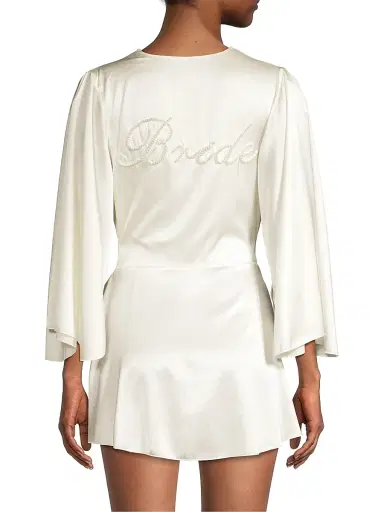 Fleur du Mal Women's Satin Short Robe - Ivory - Size Medium | Thumbnail 5 Fleur du Mal Women's Satin Short Robe - Ivory - Size Medium | Thumbnail 5
