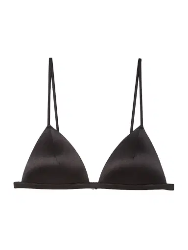 Fleur du Mal Women's Silk-Blend Wireless Triangle Bra - Black - Size Large | Thumbnail 1 Fleur du Mal Women's Silk-Blend Wireless Triangle Bra - Black - Size Large | Thumbnail 1