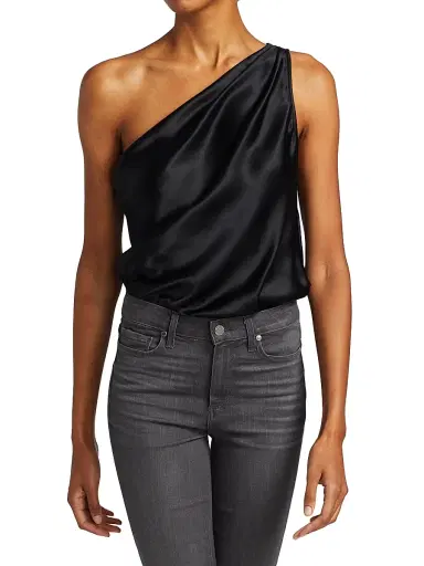 Cami NYC Women's Darby One-Shoulder Silk Bodysuit - Black | Thumbnail 3 Cami NYC Women's Darby One-Shoulder Silk Bodysuit - Black | Thumbnail 3