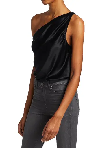 Cami NYC Women's Darby One-Shoulder Silk Bodysuit - Black | Thumbnail 4 Cami NYC Women's Darby One-Shoulder Silk Bodysuit - Black | Thumbnail 4
