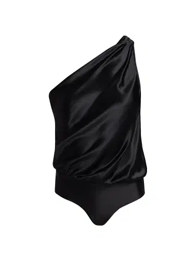 Cami NYC Women's Darby One-Shoulder Silk Bodysuit - Black | Thumbnail 1 Cami NYC Women's Darby One-Shoulder Silk Bodysuit - Black | Thumbnail 1