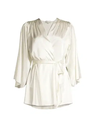 Fleur du Mal Women's Satin Short Robe - Ivory - Size Medium | Thumbnail 1 Fleur du Mal Women's Satin Short Robe - Ivory - Size Medium | Thumbnail 1