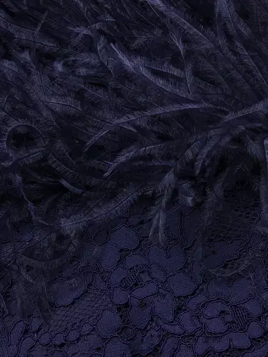 Shani Women's Lace & Feather V-Neck Gown - Navy - Size 10 | Thumbnail 6 Shani Women's Lace & Feather V-Neck Gown - Navy - Size 10 | Thumbnail 6
