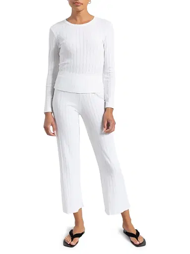 LESET Women's Pointelle Long-Sleeve Top - White - Size XL | Thumbnail 2 LESET Women's Pointelle Long-Sleeve Top - White - Size XL | Thumbnail 2