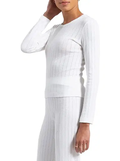 LESET Women's Pointelle Long-Sleeve Top - White - Size XL | Thumbnail 3 LESET Women's Pointelle Long-Sleeve Top - White - Size XL | Thumbnail 3