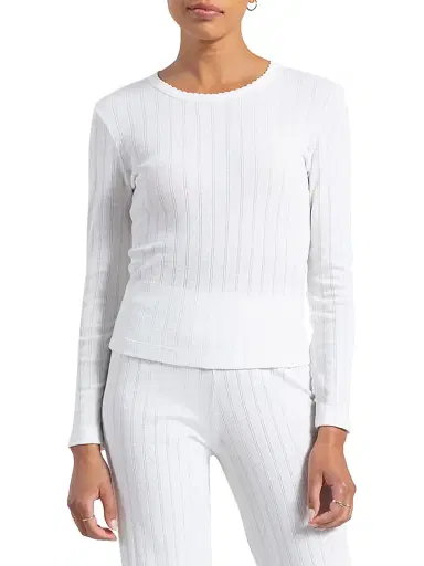 LESET Women's Pointelle Long-Sleeve Top - White - Size XL | Thumbnail 1 LESET Women's Pointelle Long-Sleeve Top - White - Size XL | Thumbnail 1